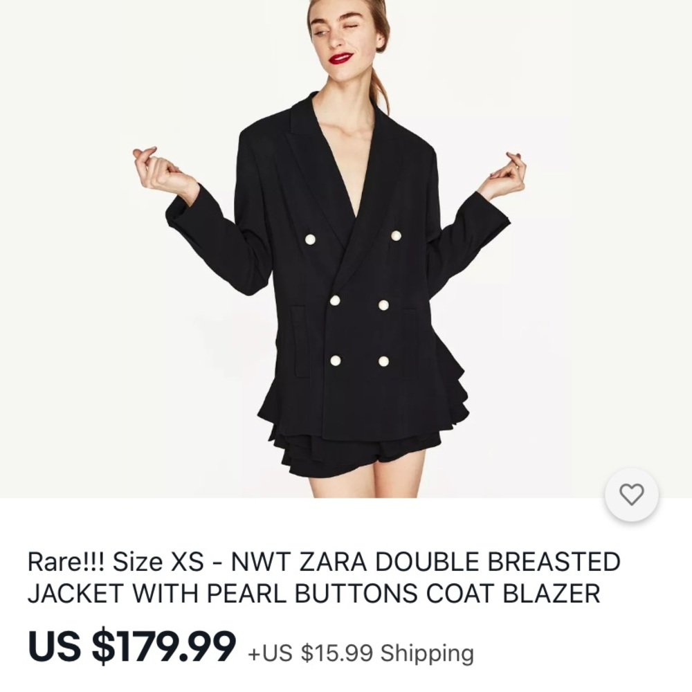 Zara double breasted pearl button blazer sold out
